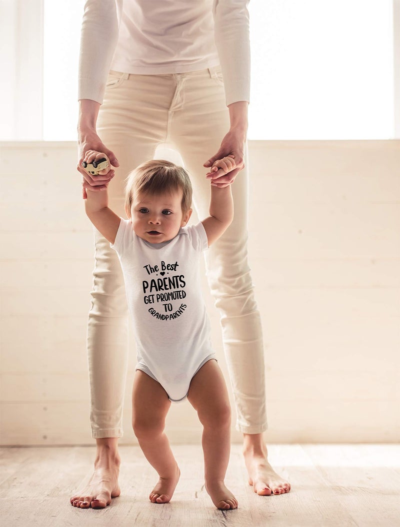 CBTwear The Best Parents Get Promoted to Grandparents Baby Bodysuit - Funny Infant Outfit- Infant Humor (Newborn, White) - Image 3